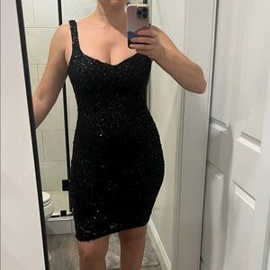 Black Sequin Bodycon Dress - Women's Party Dress